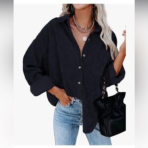 Black Corduroy Top - Size XXL
